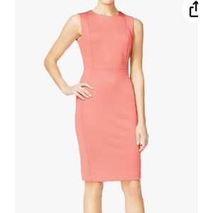 Calvin Klein Sleeveless Round Neck Pencil Dress Peach Size 10 NWT Scuba Sheath